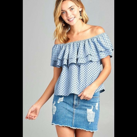 Tops - Casual Top Short Sleeve Polka Dot Loose Blouse